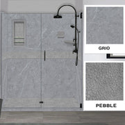 60" Alcove Grio Medici Marble & Pebble Stone Accent ("DIY Shower Remodel Kit")