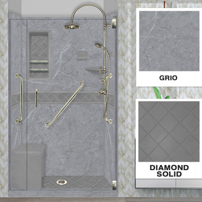Freedom Grio Marble Diamond Alcove Shower Enclosure Kit
