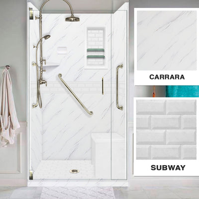 Freedom Carrara Marble Subway Alcove Shower Enclosure Enclosure Kit