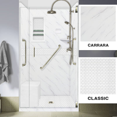 Freedom Carrara Marble Classic Alcove Shower Kit