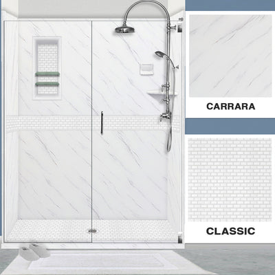 Carrara Marble Classic Alcove Shower Enclosure Kit