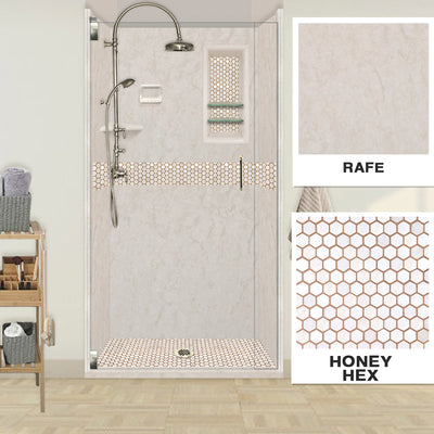 Rafe Marble Honey Hex Mosaic Alcove Shower Kit