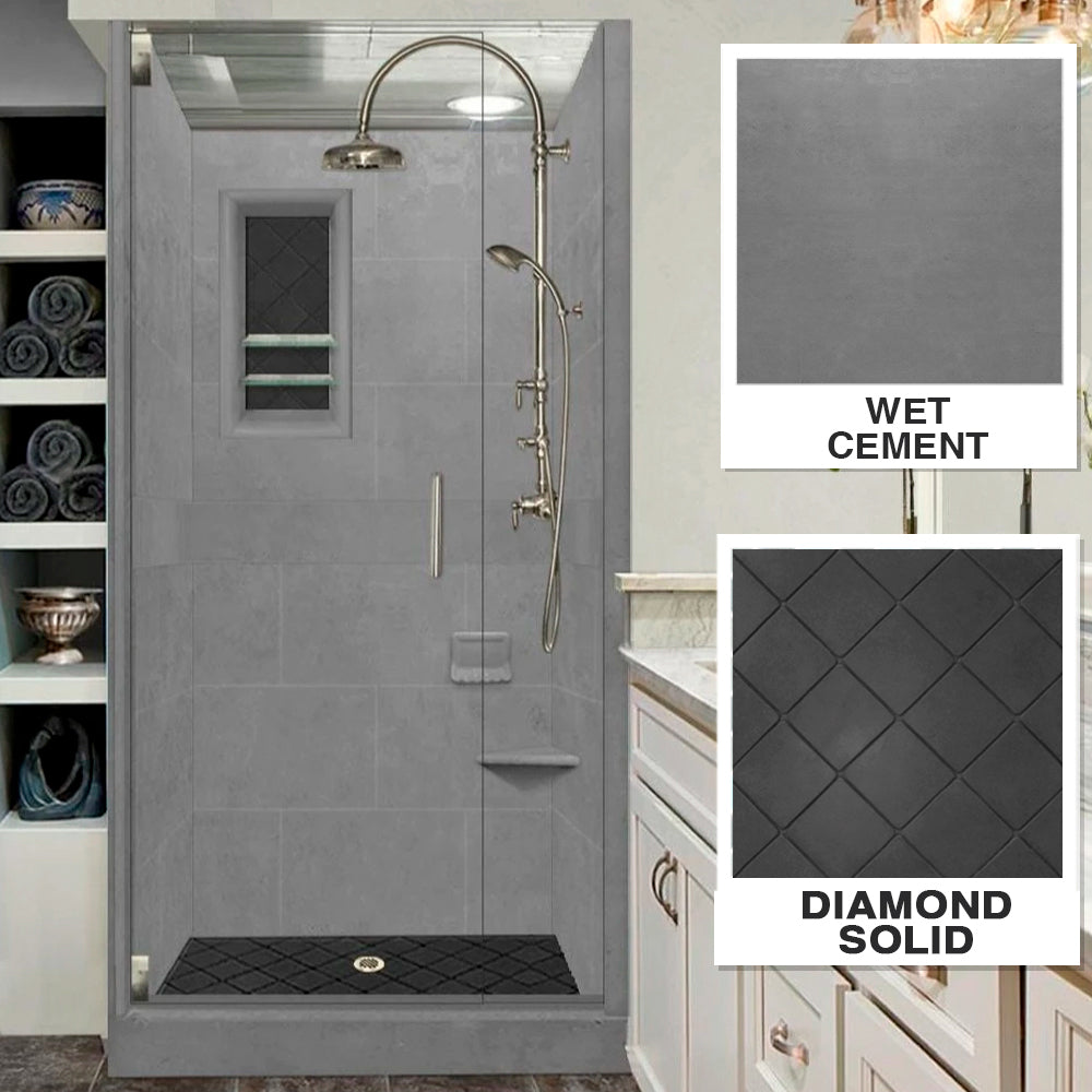 Diamond Solid Wet Cement Small Alcove Shower Enclosure Kit