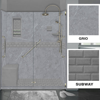 Freedom Grio Marble Subway Alcove Shower Enclosure Kit
