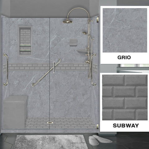 Freedom Grio Marble Subway Alcove Shower Kit