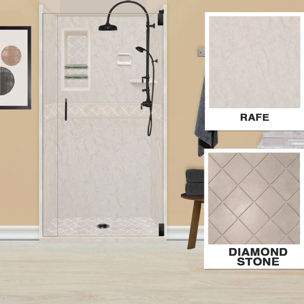 Rafe Marble Diamond Alcove Shower Enclosure Kit