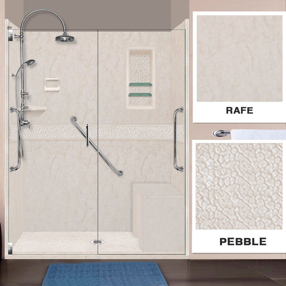 Freedom Rafe Marble Pebble Alcove Shower Enclosure Kit