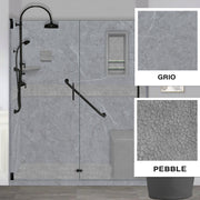 Freedom 60" Alcove Grio Medici Marble & Pebble Stone Accent Shower Remodel Kit