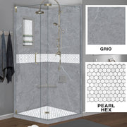 Corner Grio Medici Marble & Pearl Mosaic Accent Shower Remodel Kit