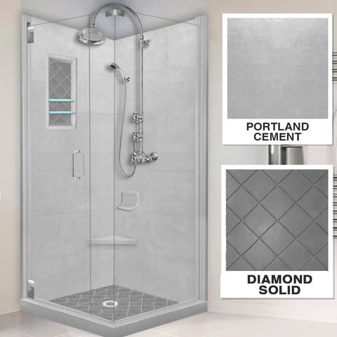 Diamond Solid Portland Cement Corner Shower Enclosure Kit