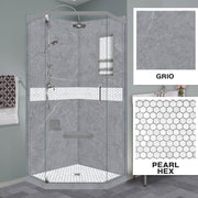 Grio Marble Pearl Hex Mosaic Neo Shower Enclosure Kit