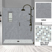 Grio Marble Del Mar Mosaic Alcove Shower Enclosure Kit