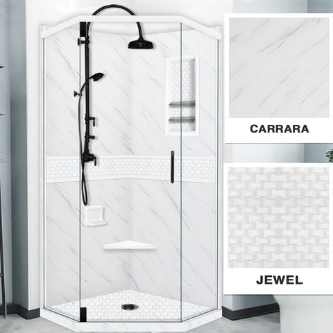 Carrara Marble Jewel Neo Shower Enclosure Kit