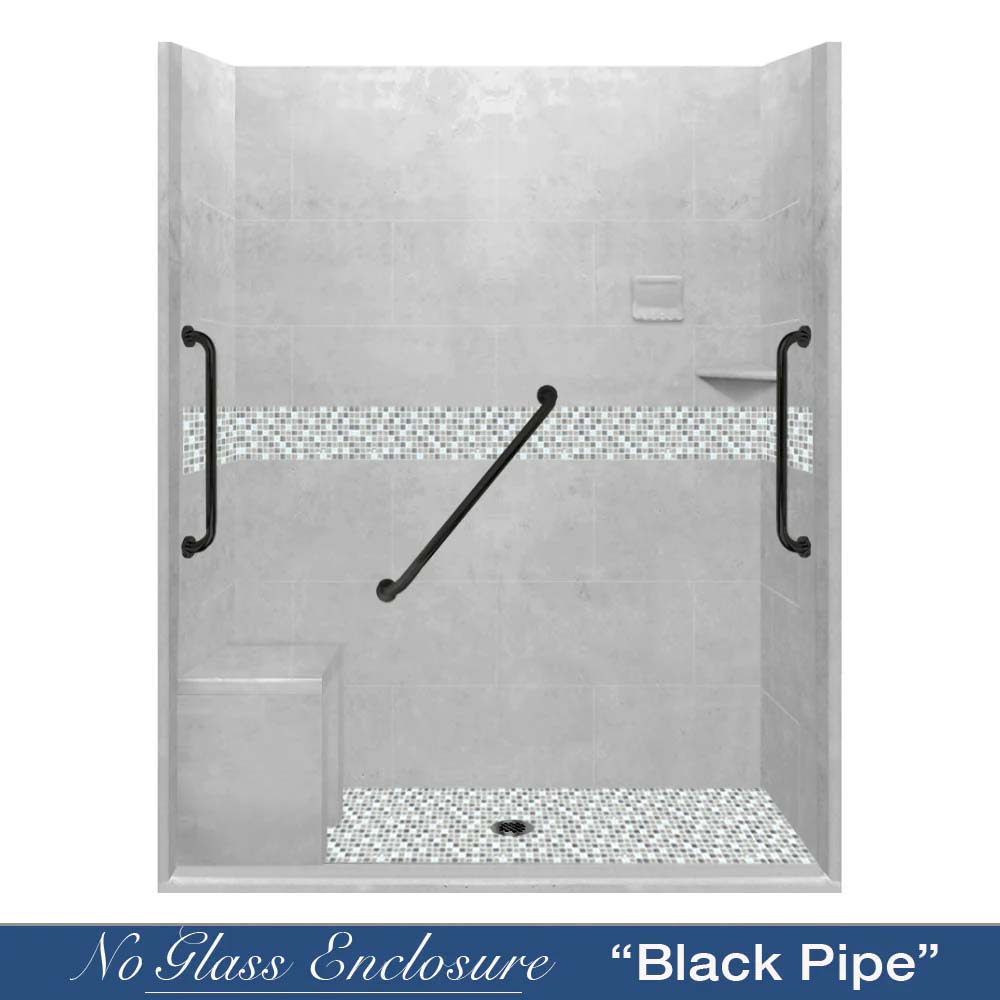 Freedom Zero Delmar Portland Cement 60" Alcove Stone Shower Enclosure Kit