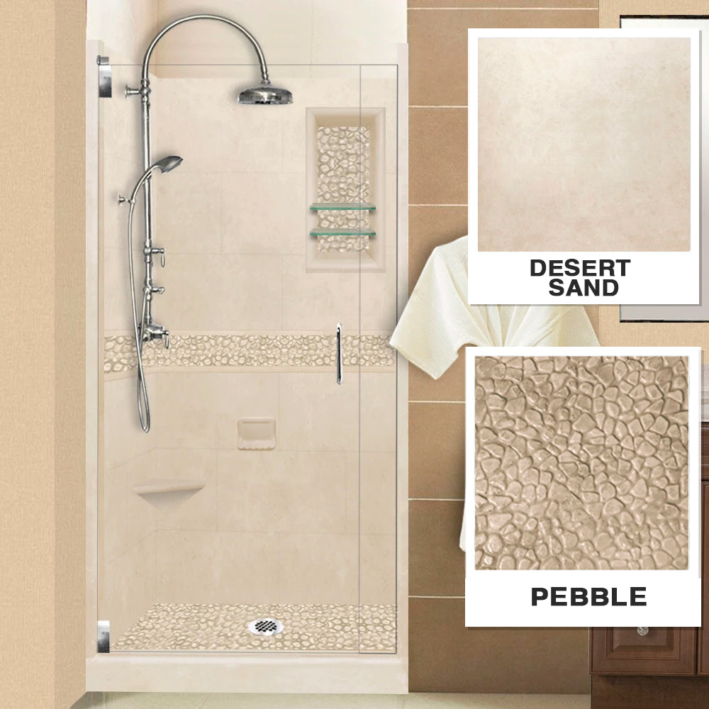 Alcove Desert Sand Sistine Stone & Pebble Stone Accent ("DIY Shower Remodel Kit")