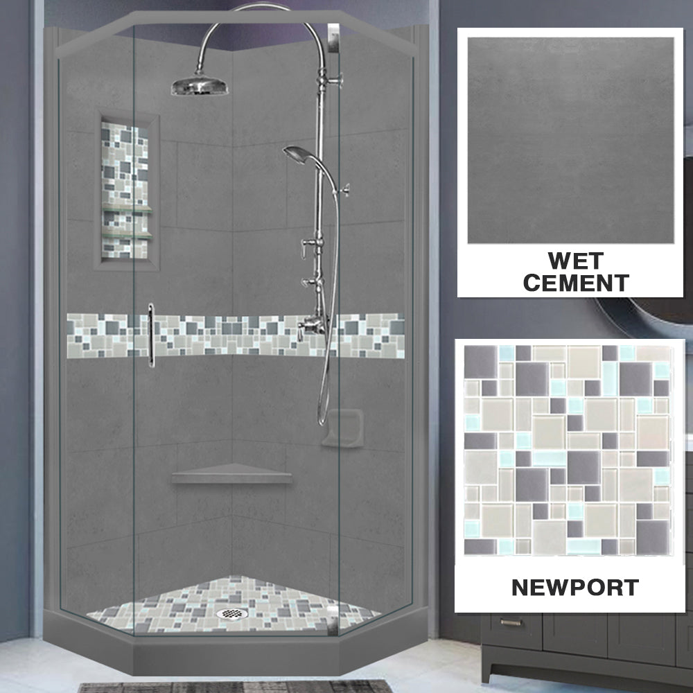 Neo-Angle Wet Cement Sistine Stone & Newport Mosaic Accent ("DIY Shower Remodel Kit")
