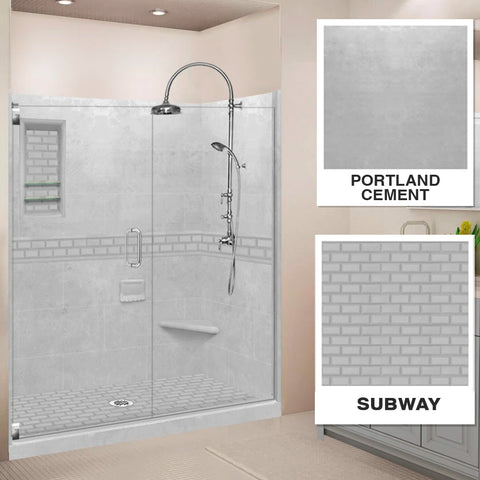 Subway Portland Cement 60" Alcove Shower Kit