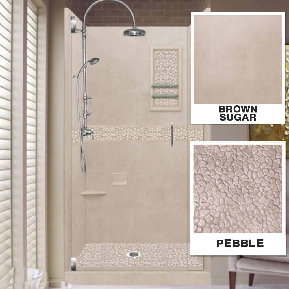 Pebble Brown Sugar Small Alcove Shower Enclosure Kit