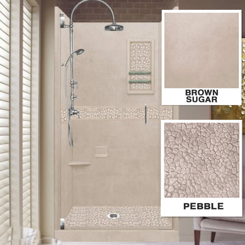 Pebble Brown Sugar Small Alcove Shower Enclosure Kit