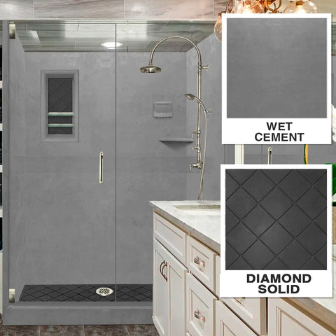 Diamond Solid Wet Cement 60" Alcove Shower Enclosure Kit