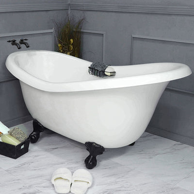 60 In. Clawfoot Bathtub Slipper (Includes Faucet and Drain)