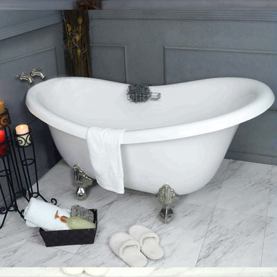 67 Inch Clawfoot Bathtub Slipper (Includes Faucet and Drain)
