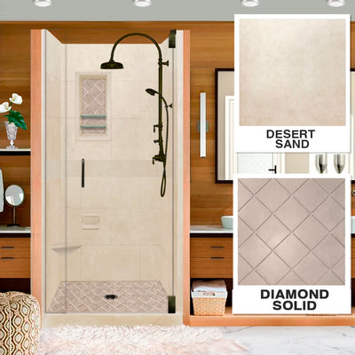 Diamond Solid Desert Sand Small Alcove Shower Enclosure Kit
