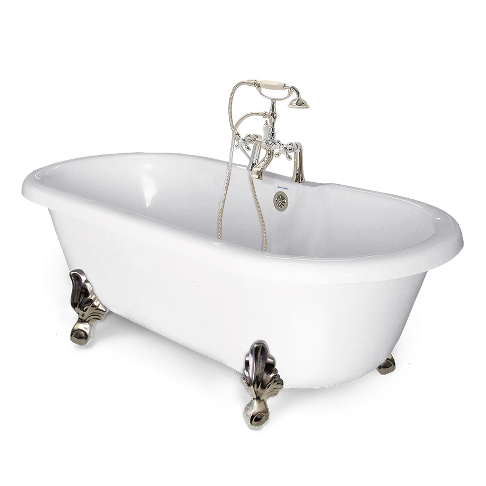 60 In. Clawfoot Double Bathtub (Includes Faucet and Drain)