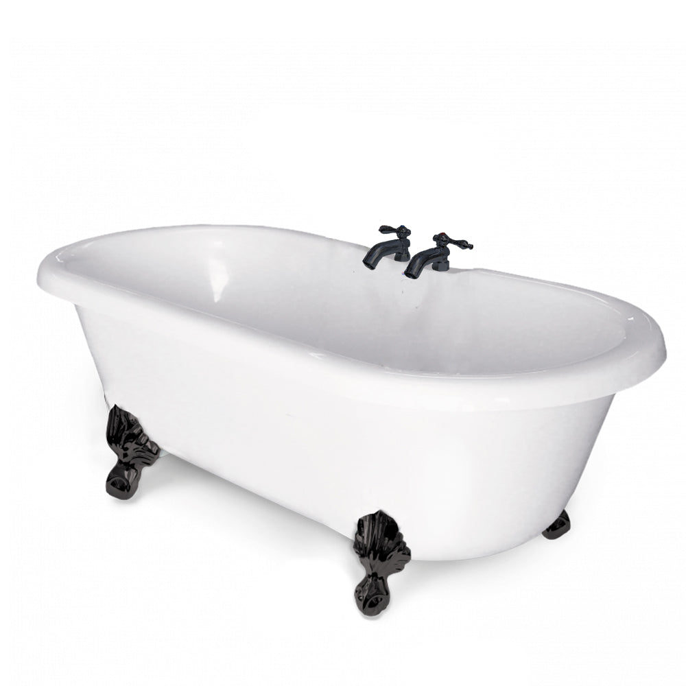 70 In. Clawfoot Bathtub Double (Includes Faucet and Drain)