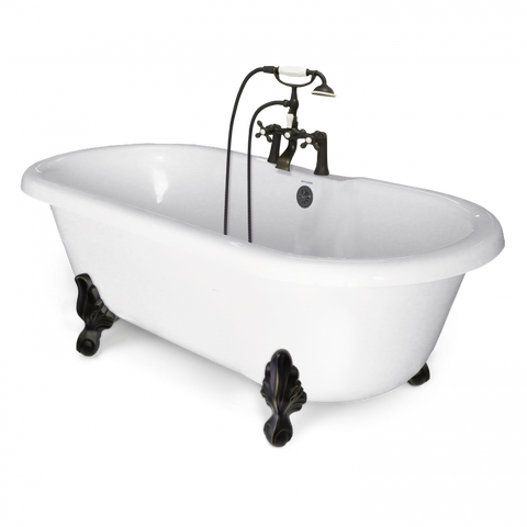 60 In. Clawfoot Double Bathtub (Includes Faucet and Drain)