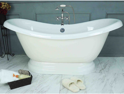 67" Pedestal Double Slipper Bathtub (Includes Faucet and Drain)