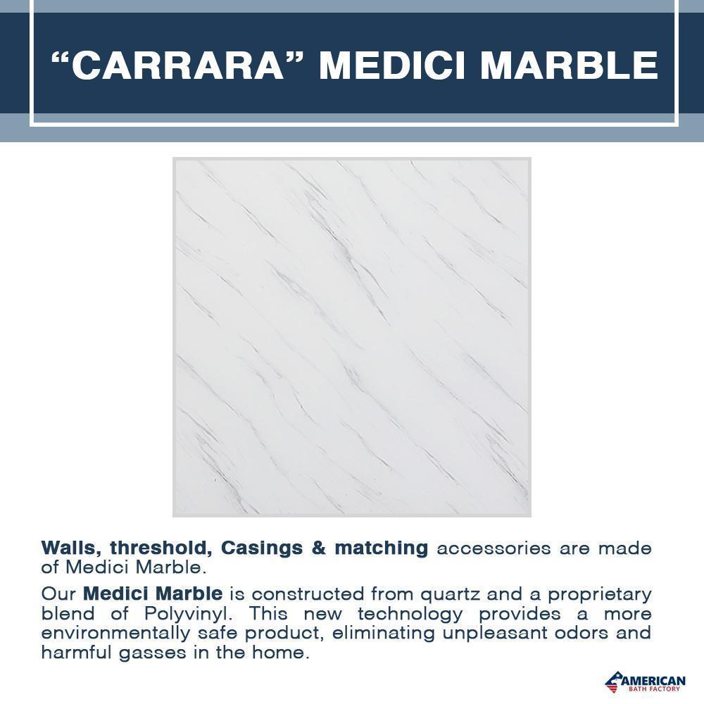 Carrara Marble Pearl Hex Mosaic Corner Shower Enclosure Kit