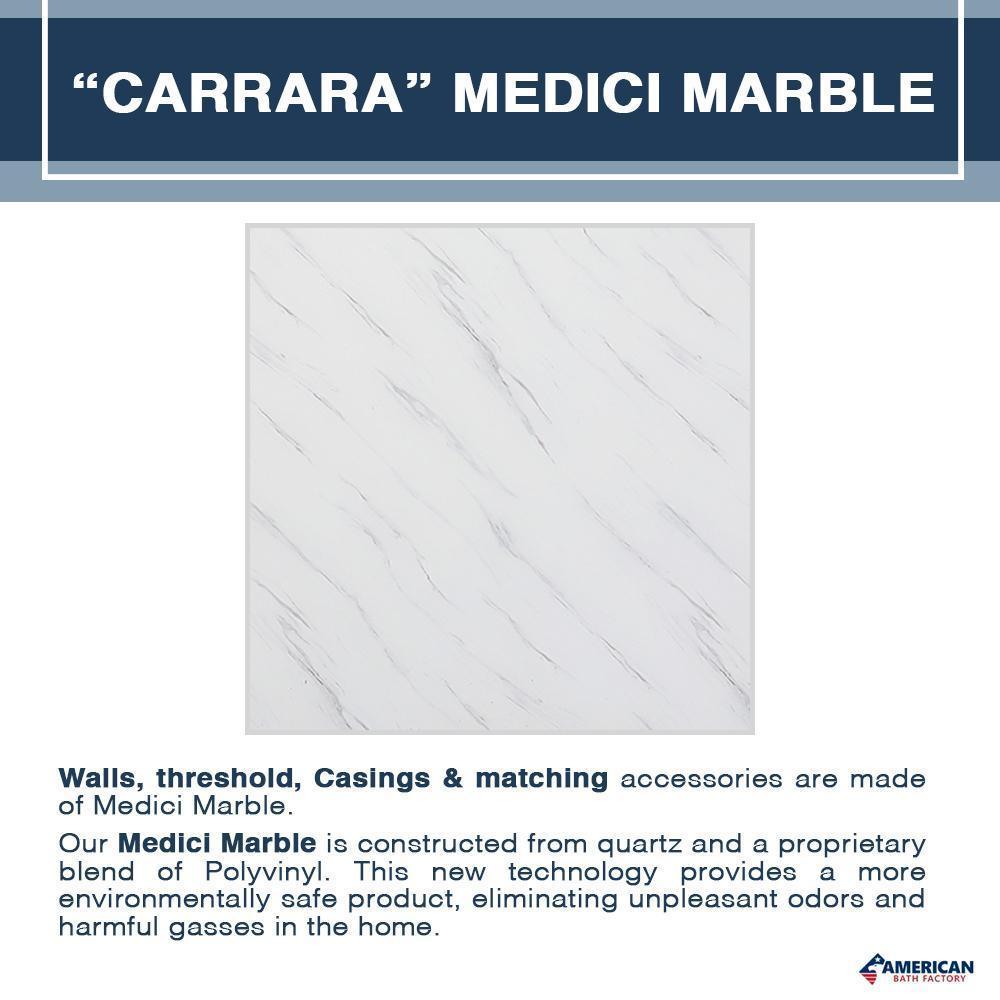 Carrara Marble Pearl Hex Mosaic Corner Shower Kit