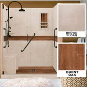 Freedom 60" Alcove Brown Sugar Sistine Stone & Burnt Oak Wood Accent ("DIY Shower Remodel Kit")