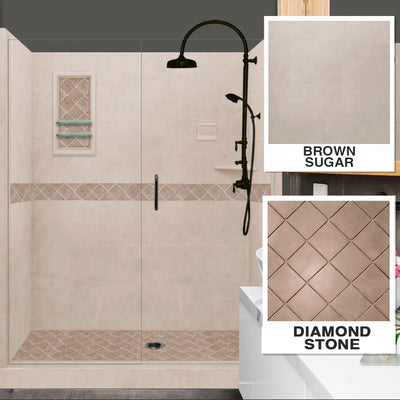 Diamond Brown Sugar 60" Alcove Stone Shower Kit