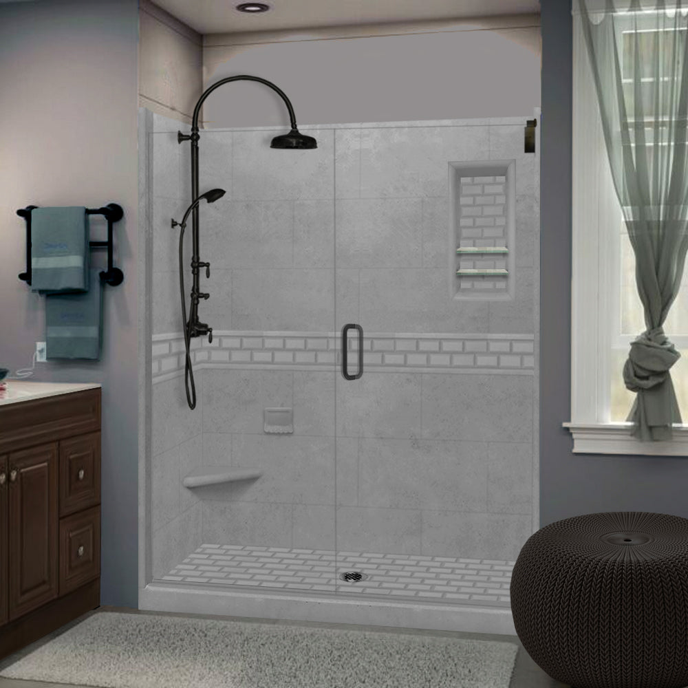 Subway Wet Cement 60" Alcove Shower Kit