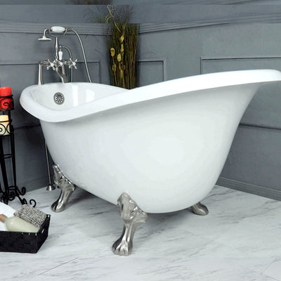 60 In. Clawfoot Slipper Bathtub (Includes Faucet and Drain)