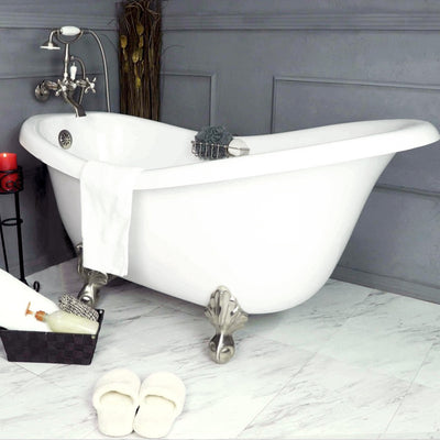 71 Inch Clawfoot Bathtub Slipper (Includes Faucet and Drain)