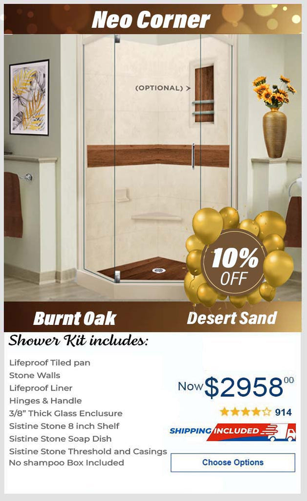 Lifeproof-Burnt Oak Desert Sand Neo Shower Enclosure Kit