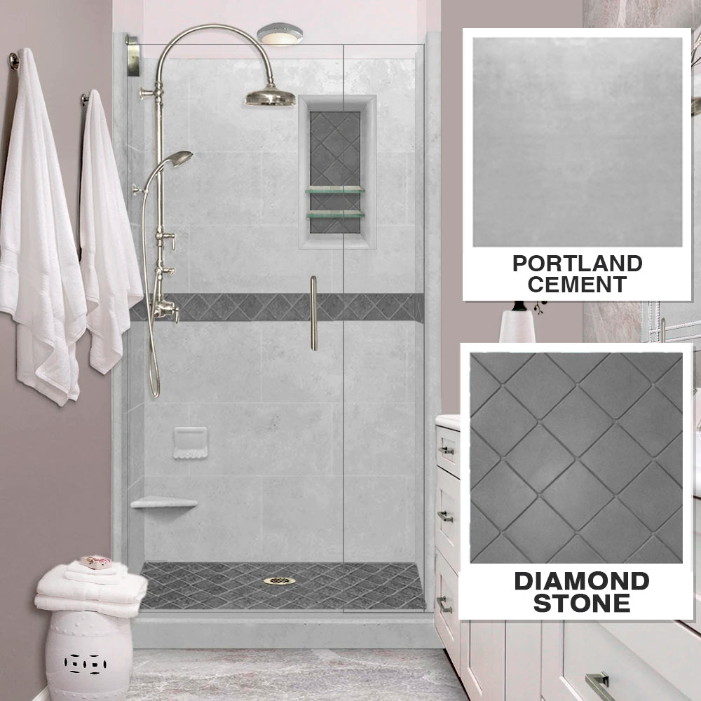 Alcove Portland Cement Sistine Stone & Diamond Stone Accent ("DIY Shower Remodel Kit")