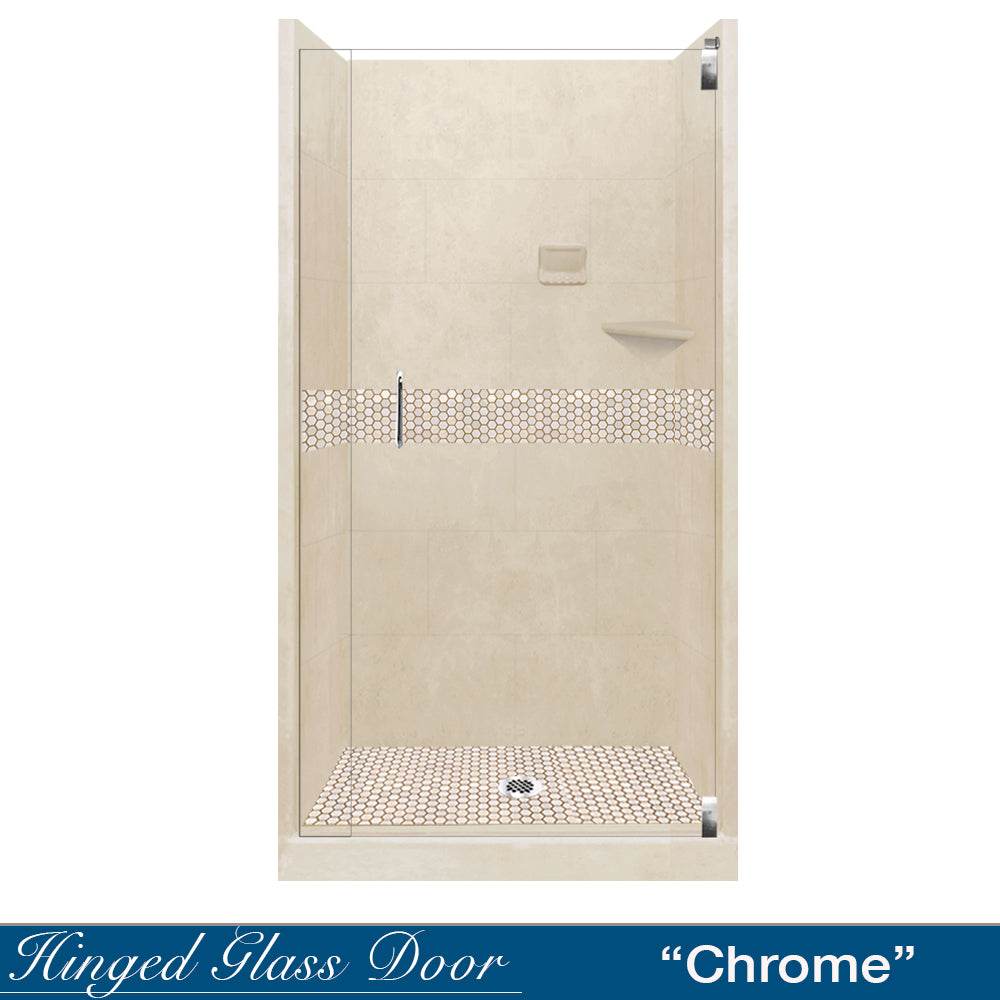 Alcove Desert Sand Sistine Stone & Honey Hex Mosaic Accent ("DIY Shower Remodel Kit")