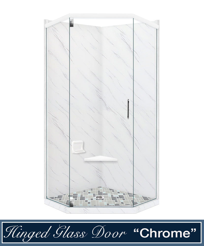 Carrara Marble Newport Mosaic Neo Shower Enclosure Kit