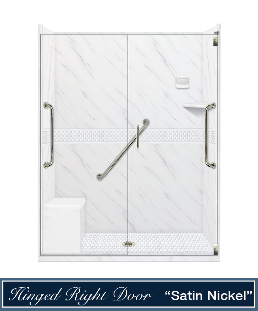 Freedom Carrara Marble Jewel Alcove Shower Kit