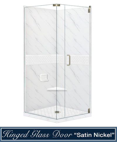 Carrara Marble Classic Corner Shower Kit