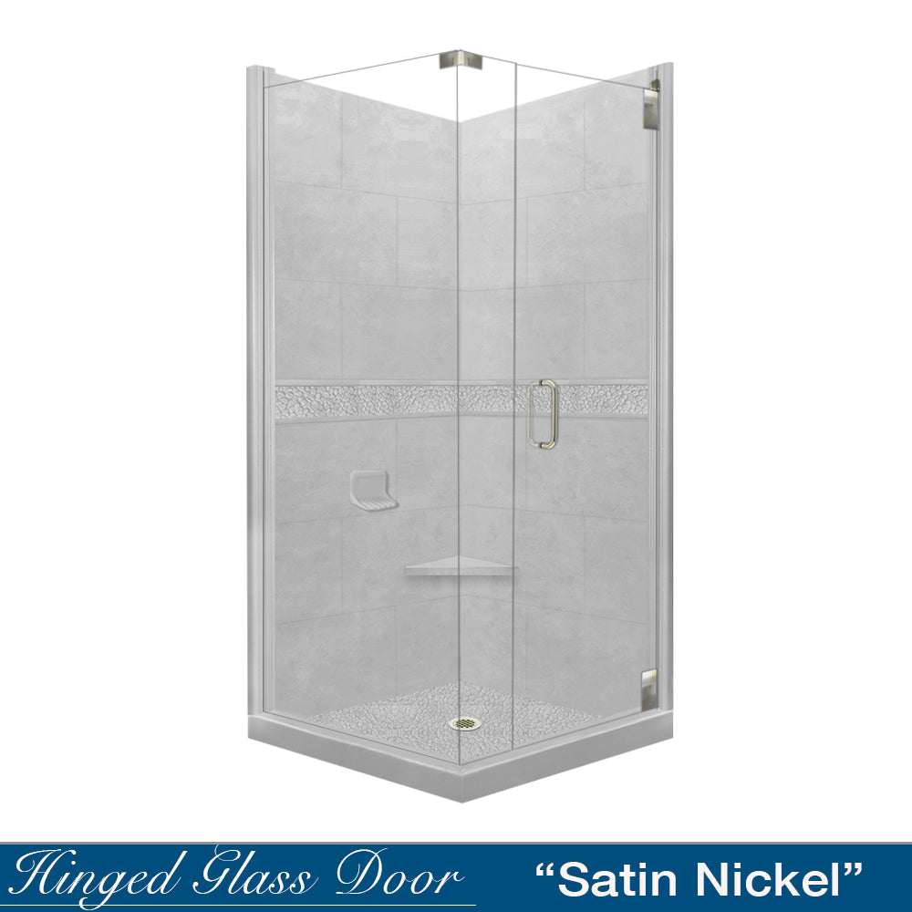 Corner Portland Cement Sistine Stone & Pebble Stone Accent Shower Remodel Kit