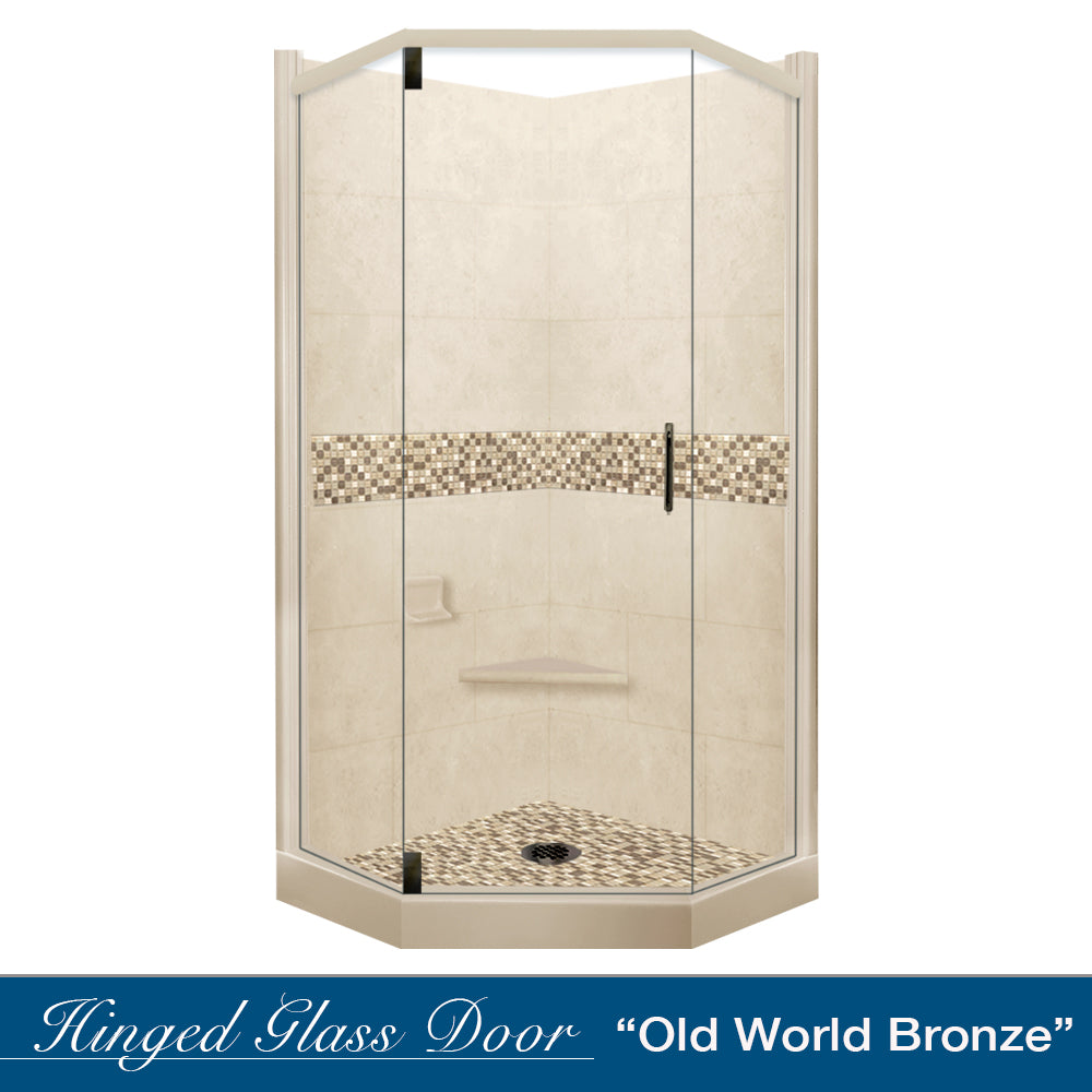 Neo-Angle Desert Sand Sistine Stone & Roma Mosaic Accent Shower Remodel Kit
