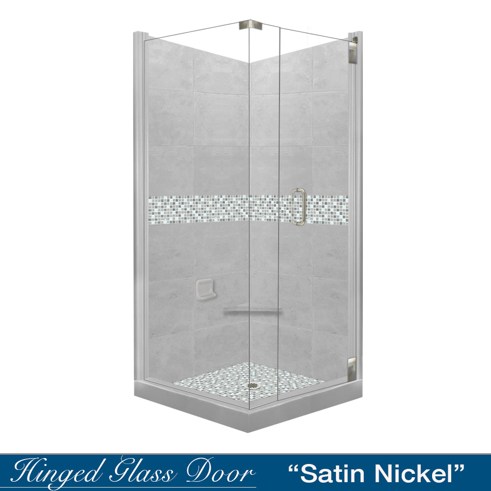Corner Portland Cement Sistine Stone & Del Mar Mosaic Accent ("DIY Shower Remodel Kit")