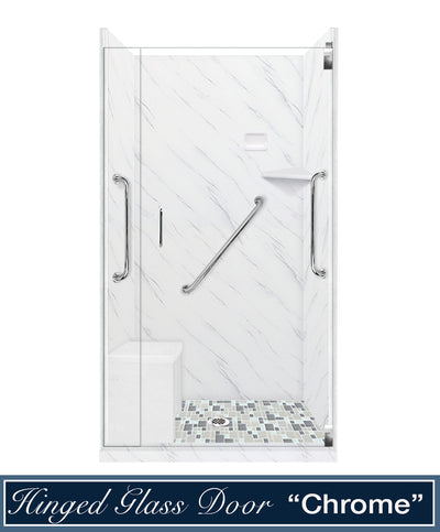 Freedom Carrara Marble Newport Mosaic Alcove Shower Kit