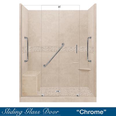 Freedom Pebble Brown Sugar 60" Alcove Shower Enclosure Kit