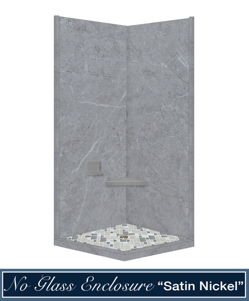 Grio Marble Newport Mosaic Corner Shower Kit